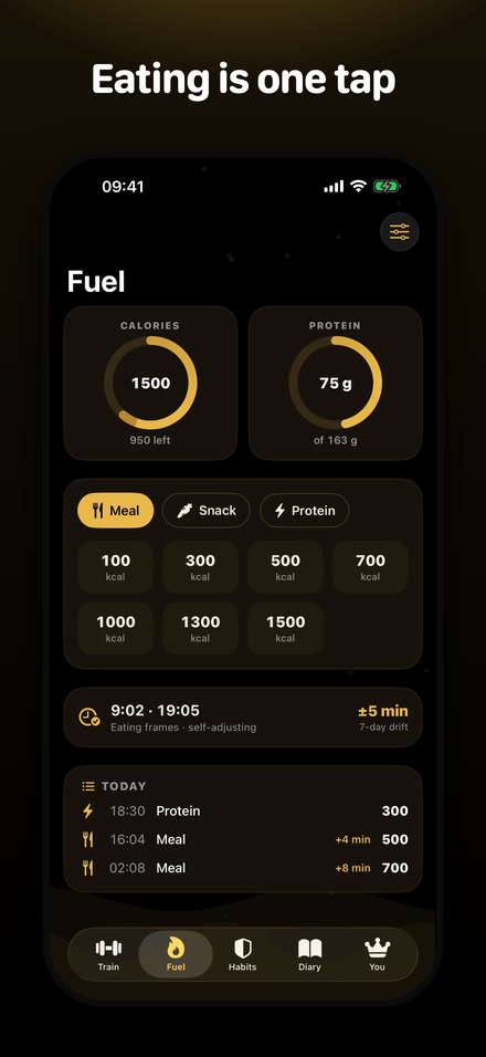 One-tap meal tracking